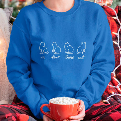 Cat Love Shirt, Funny Cat Lover Gift UnisexT-Shirt/Hoodie/Sweatshirt HLT00 - French Un Deux Trois Cat, Counting, Minimalist, Cat Lover T-Shirt (1)