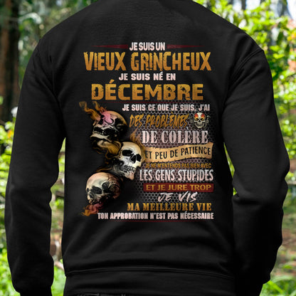 Je Suis Un Vieux Grincheux Né en Décembre – T-Shirt Homme Fort Caractère - LUAN12 (SKU2604-33-12)