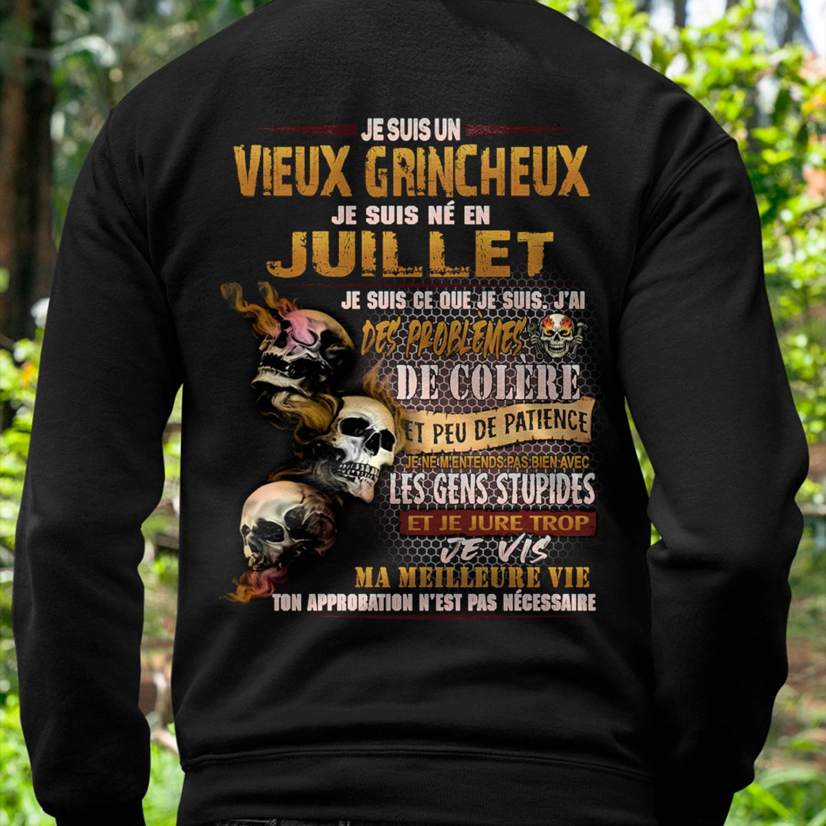 Je Suis Un Vieux Grincheux Né en Juillet – T-Shirt Homme Fort Caractère - LUAN07 (SKU2604-33-07)