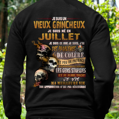 Je Suis Un Vieux Grincheux Né en Juillet – T-Shirt Homme Fort Caractère - LUAN07 (SKU2604-33-07)