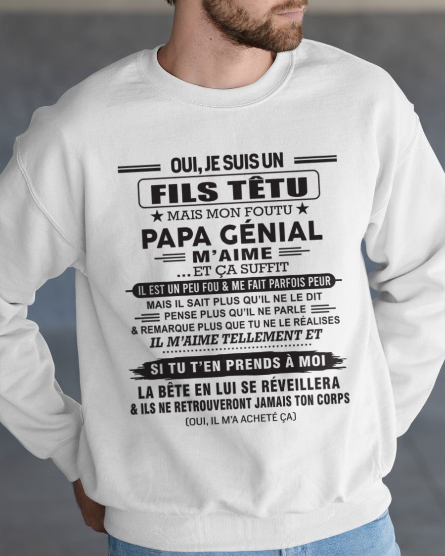 Oui, je suis un garçon têtu – T-shirt | Cadeau d’anniversaire de papa pour son fils - LUAN00 / fr00 (SKU12-260-00)