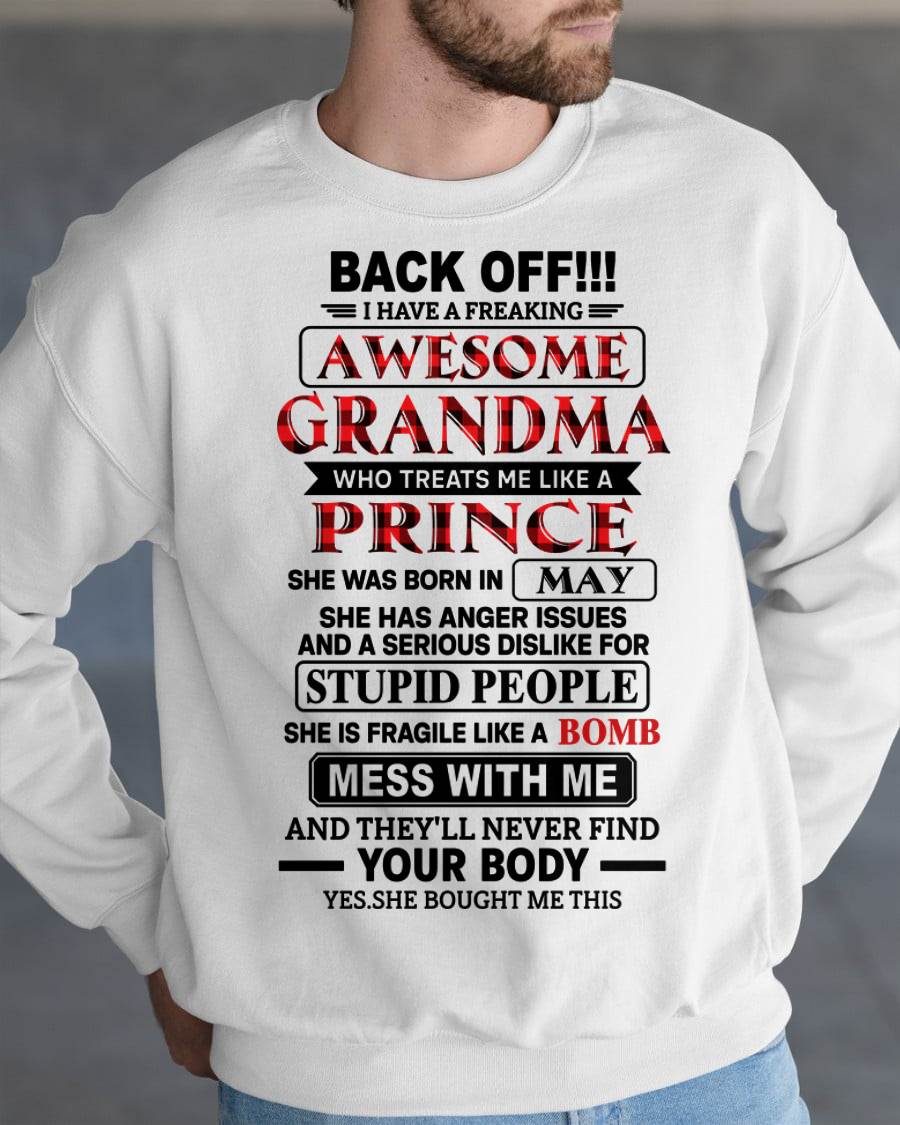 MAY - AWESOME GRANDMA - TREATS ME LIKE A PRINCE - PERFECT GIFT FROM GRANDMA TO GRANDSON - LUAN05 (SKU2608-585-05)