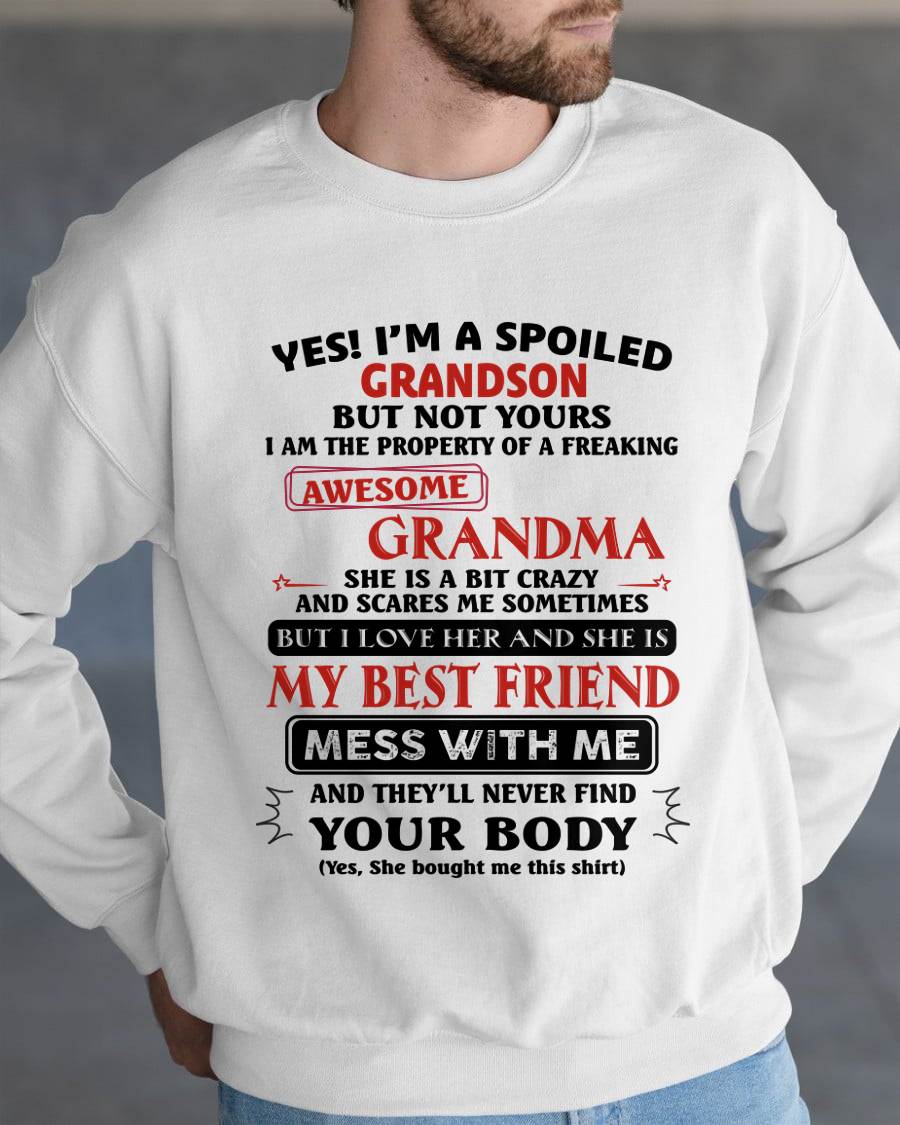 "YES! I'M A SPOILED GRANDSON OF AWESOME GRANDMA" – THE BEAUTIFUL T - SHIRT FROM GRANDMA – LUAN00 (SKU2606-392-00)