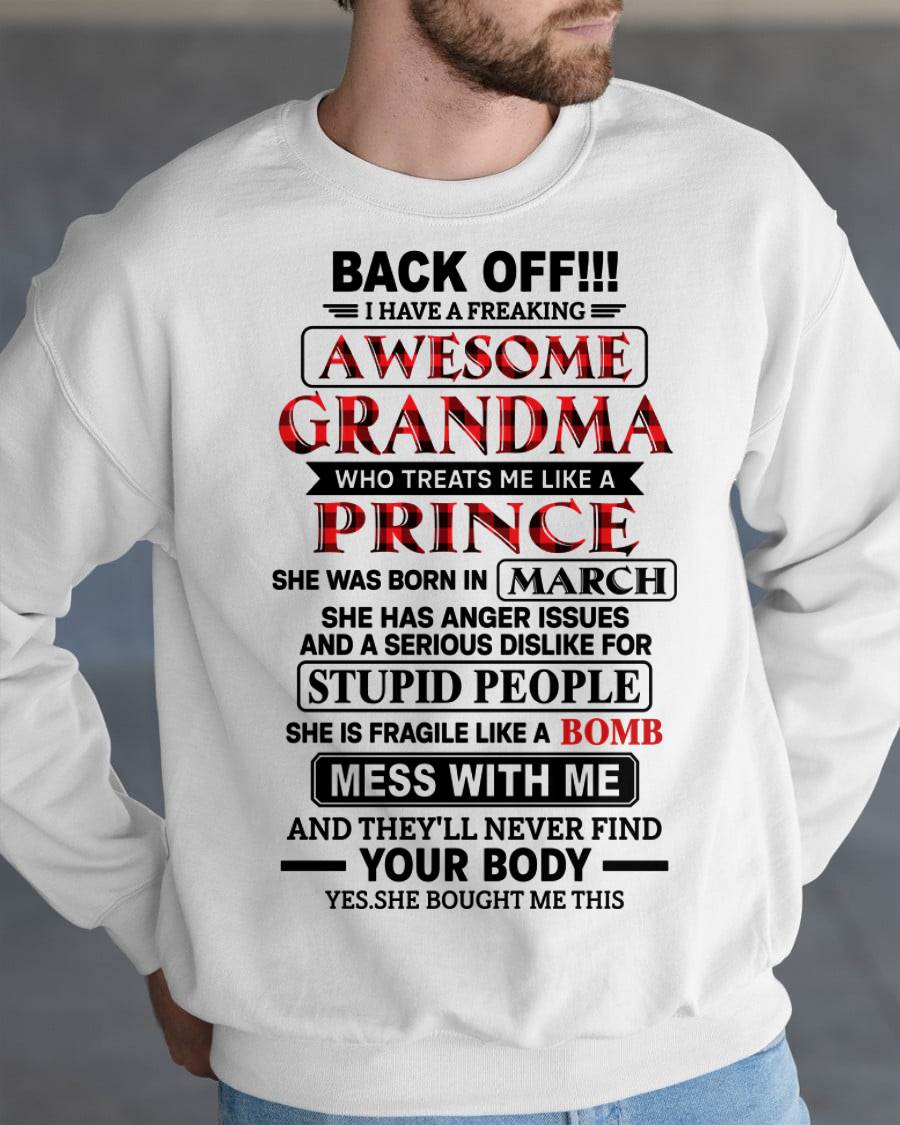 MARCH - AWESOME GRANDMA - TREATS ME LIKE A PRINCE - PERFECT GIFT FROM GRANDMA TO GRANDSON - LUAN03 (SKU2608-585-03)
