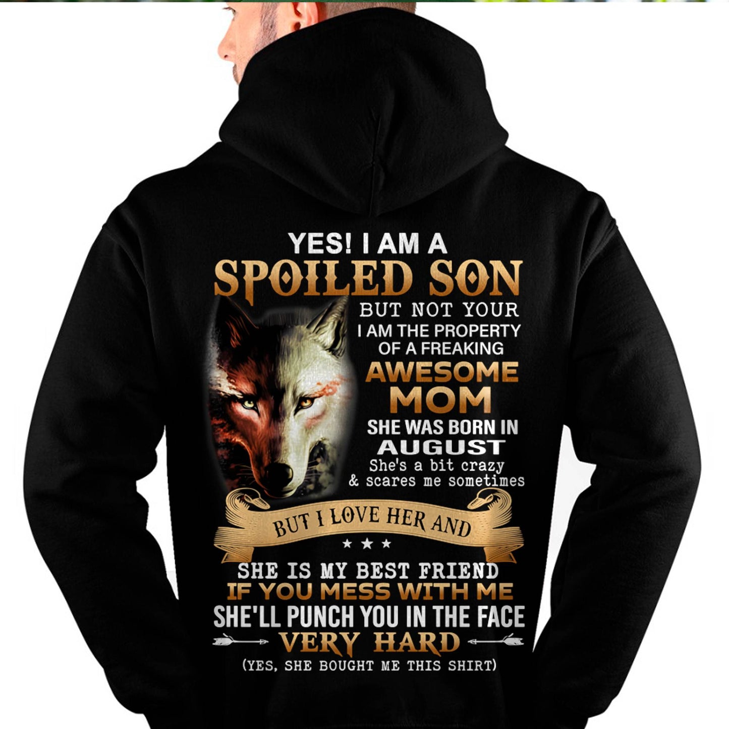 August - Lucky Son of Awesome Mom - Perfect Gift for Son From Mom - LUAN08 (SKU10-128-08)