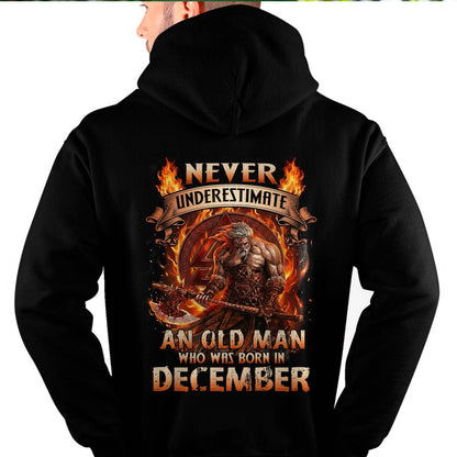 Never Underestimate An Old Man Born In December T-Shirt – Viking Warrior Graphic Tee Gift For Men - LUAN12 (SKU2604-257-12)