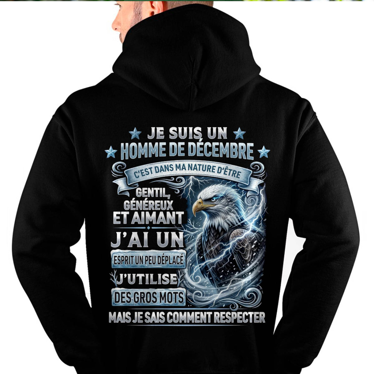 DÉCEMBRE - ESPRIT MALICIEUX MAIS SAIT RESPECTER - T-SHIRT ANNIVERSAIRE HOMME - IMPRESSION DTG PREMIUM - LUAN12 (SKU2604-86-12)