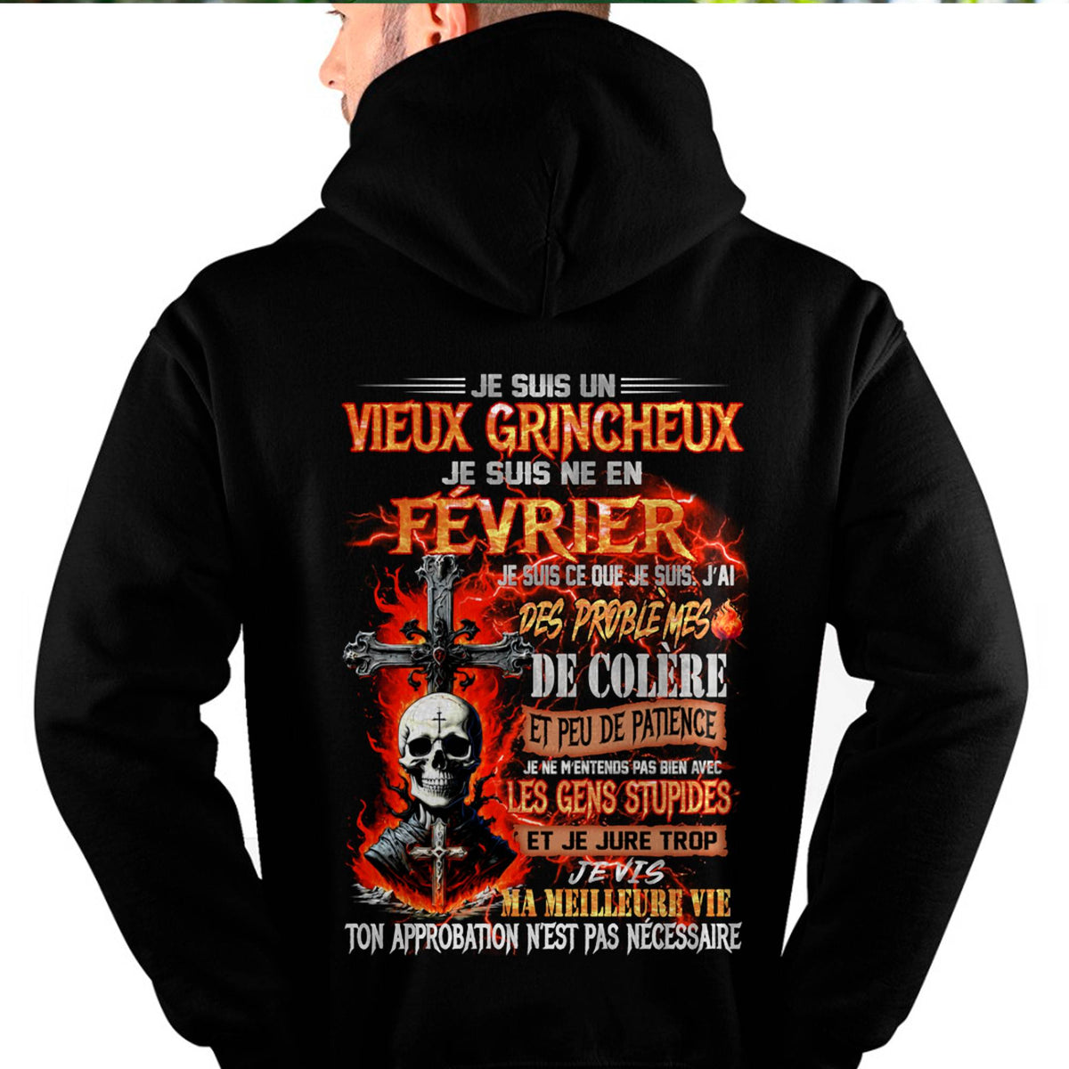 Je Suis Un Vieux Grincheux Né en Février – T-Shirt Homme Fort Caractère - LUAN02 (SKU26T-01141-02)
