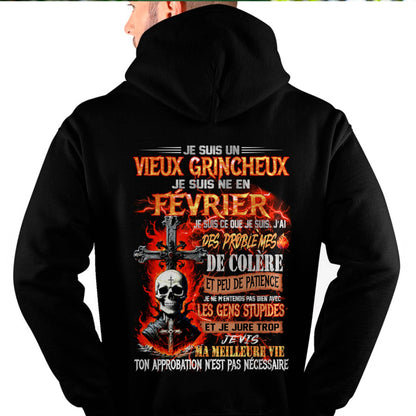 Je Suis Un Vieux Grincheux Né en Février – T-Shirt Homme Fort Caractère - LUAN02 (SKU26T-01141-02)
