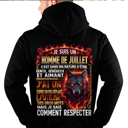 JUILLET - ESPRIT MALICIEUX MAIS SAIT RESPECTER - T-SHIRT ANNIVERSAIRE HOMME - IMPRESSION DTG PREMIUM - LUAN07 (SKU2604-87-07)