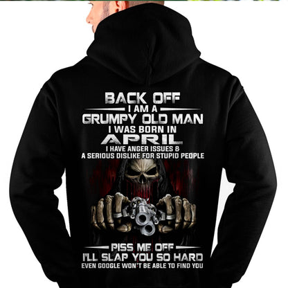 April - Grumpy Old Man T-Shirt – Funny Skull Gun Graphic Tee for Men - LUAN04 (SKU09-109-04)