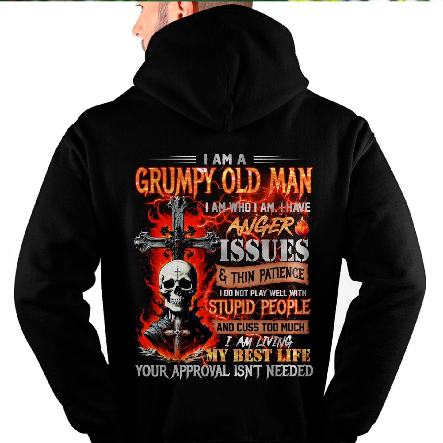 GRUMPY OLD MAN T-SHIRT - FUNNY SKULL ANGER ISSUES TEE - PERFECT GIFT FOR MEN LUAN00 (SKU12-319-00)