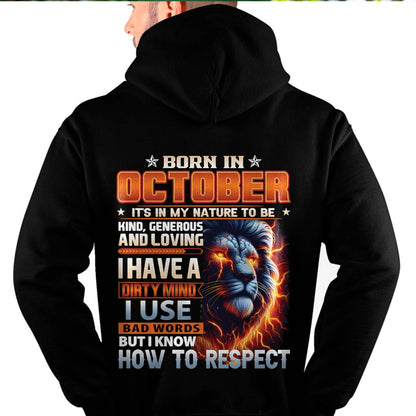 OCTOBER - DIRTY MIND BUT KNOWS RESPECT - BIRTHDAY T-SHIRT FOR MEN - LUAN10 (SKU08-84-10)