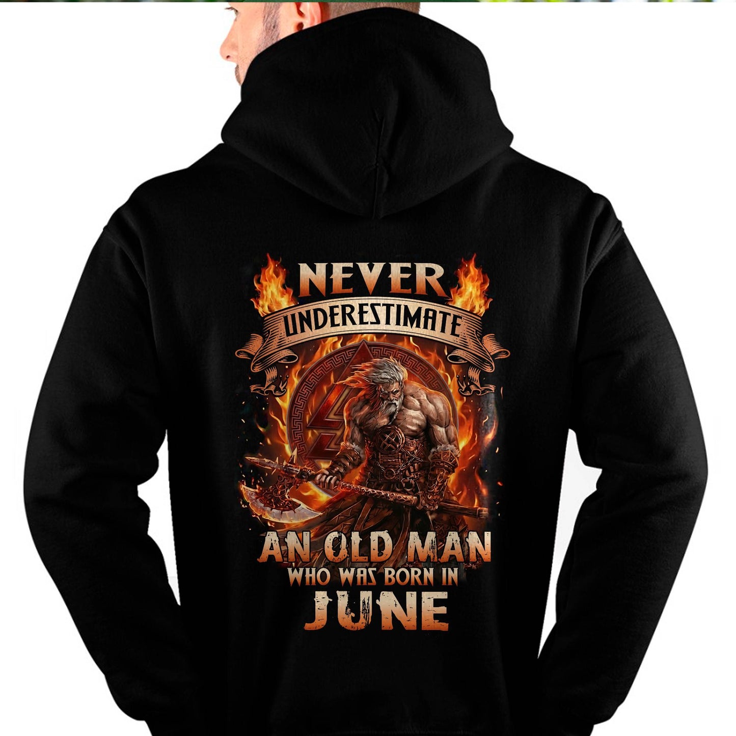 Never Underestimate An Old Man Born In June T-Shirt – Viking Warrior Graphic Tee Gift For Men - LUAN06 (SKU2604-257-06)