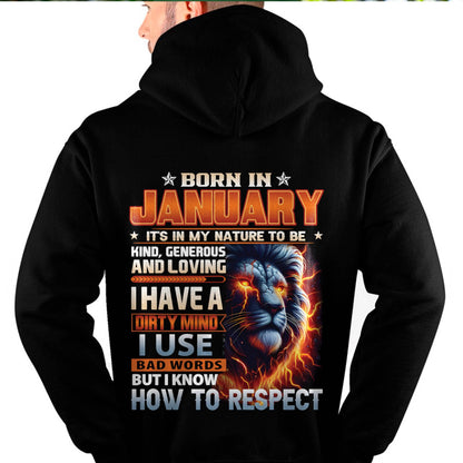 JANUARY - DIRTY MIND BUT KNOWS RESPECT - BIRTHDAY T-SHIRT FOR MEN - LUAN01 (SKU08-84-01)