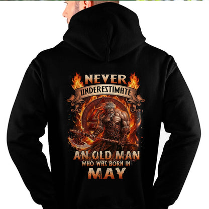 Never Underestimate An Old Man Born In May T-Shirt – Viking Warrior Graphic Tee Gift For Men - LUAN05 (SKU2604-257-05)