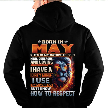 MAY - DIRTY MIND BUT KNOWS RESPECT - BIRTHDAY T-SHIRT FOR MEN - LUAN05 (SKU08-84-05)