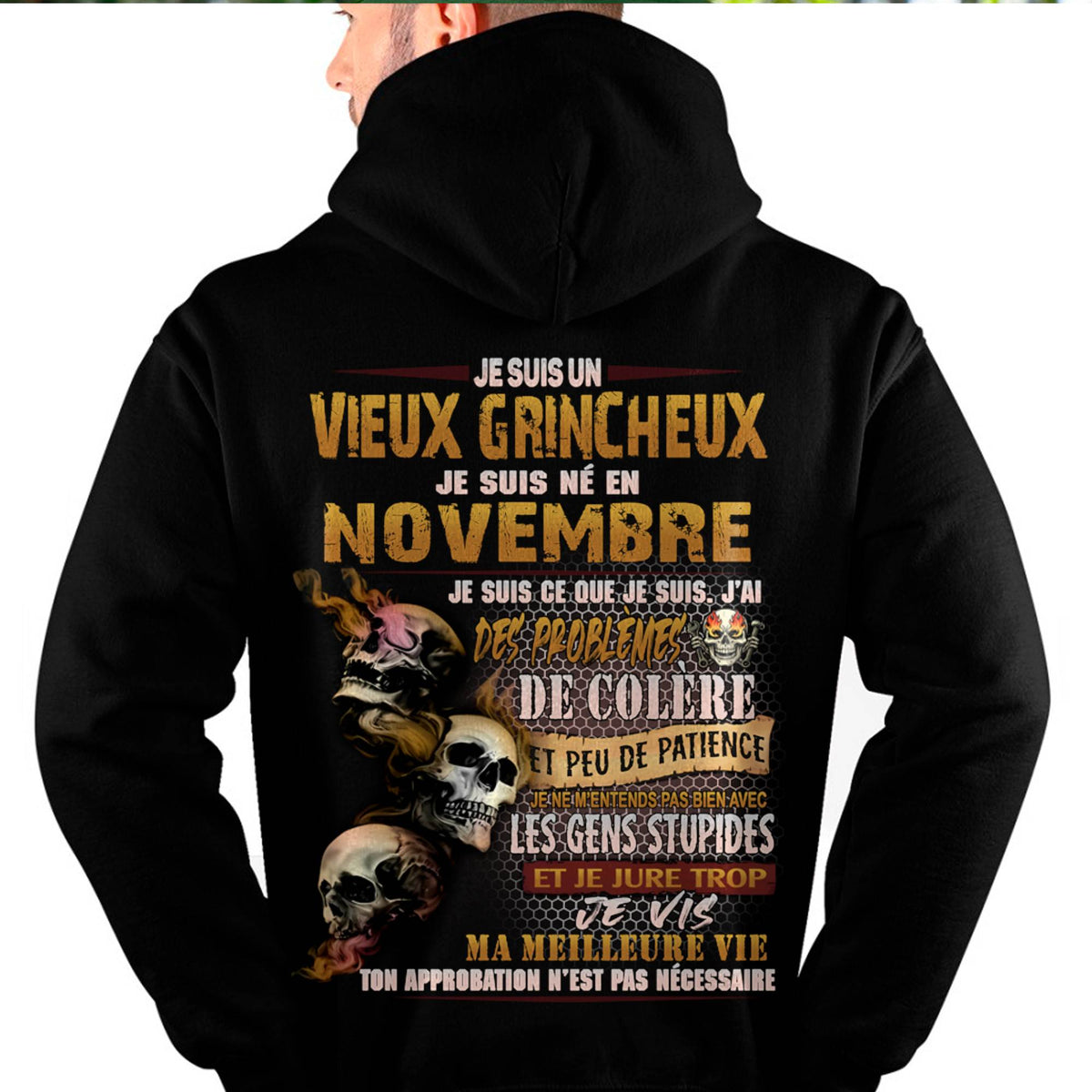 Je Suis Un Vieux Grincheux Né en Novembre – T-Shirt Homme Fort Caractère - LUAN11 (SKU2604-33-11)