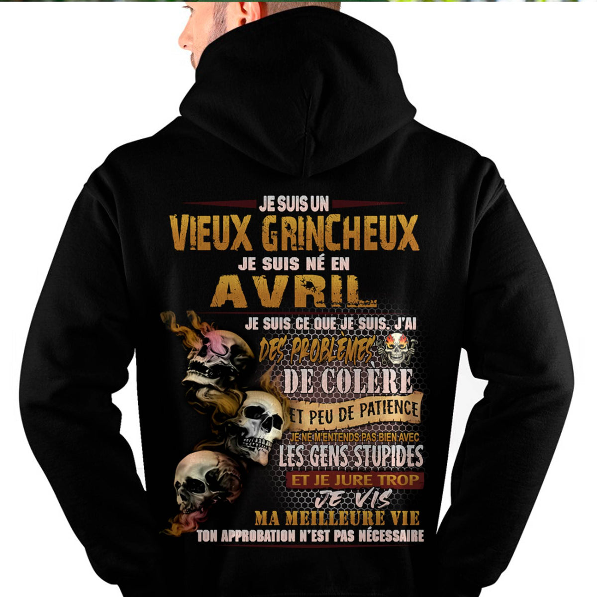 Je Suis Un Vieux Grincheux Né en Avril – T-Shirt Homme Fort Caractère - LUAN04 (SKU2604-33-04)