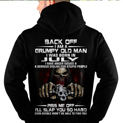 July - Grumpy Old Man T-Shirt – Funny Skull Gun Graphic Tee for Men - LUAN07 (SKU09-109-07)