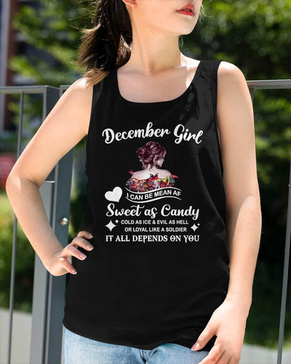 December Girl T-Shirt – Sweet As Candy, Cold As Ice - Birthday Gift for Women - LUAN12 (SKU26T-01-38-12)