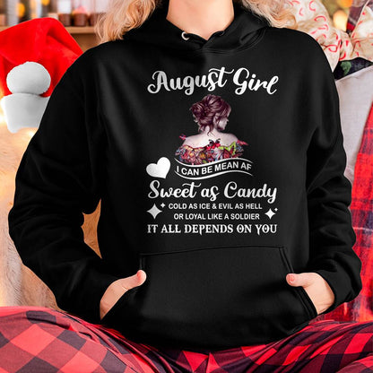 August Girl T-Shirt – Sweet As Candy, Cold As Ice - Birthday Gift for Women - LUAN08 (SKU26T-01-38-08)