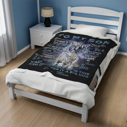 Special Gift For Son From Mom Velveteen Plush Blanket