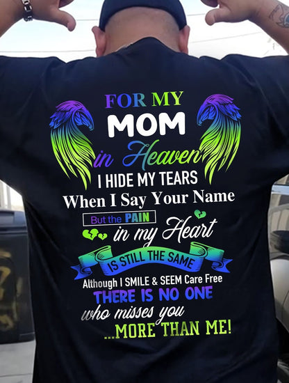 Personalized Memorial T-Shirt for Mom in Heaven - In Loving Memory Shirt, Miss You Mom Gift (SKUMOM) LUAN00