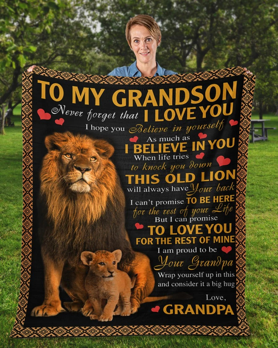 BLANKET FOR GRANDSON – COMFORT & WARMTH GIFT FROM GRANDPA  Sherpa Fleece Quilt Blanket LUAN00 (SKUB09-113)