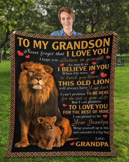 BLANKET FOR GRANDSON – COMFORT & WARMTH GIFT FROM GRANDPA  Sherpa Fleece Quilt Blanket LUAN00 (SKUB09-113)