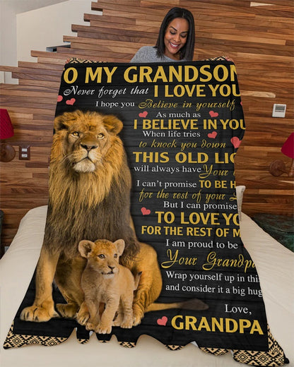 BLANKET FOR GRANDSON – COMFORT & WARMTH GIFT FROM GRANDPA  Sherpa Fleece Quilt Blanket LUAN00 (SKUB09-113)