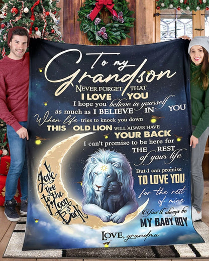 BLANKET FOR GRANDSON – COMFORT & WARMTH GIFT FROM GRANDMA  Sherpa Fleece Quilt Blanket LUAN00 (SKU-CHAU-B19)