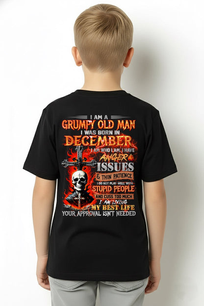 DECEMBER - GRUMPY OLD MAN T-SHIRT - FUNNY SKULL ANGER ISSUES TEE - PERFECT GIFT FOR MEN luan12 / male (SKU12-319-12)