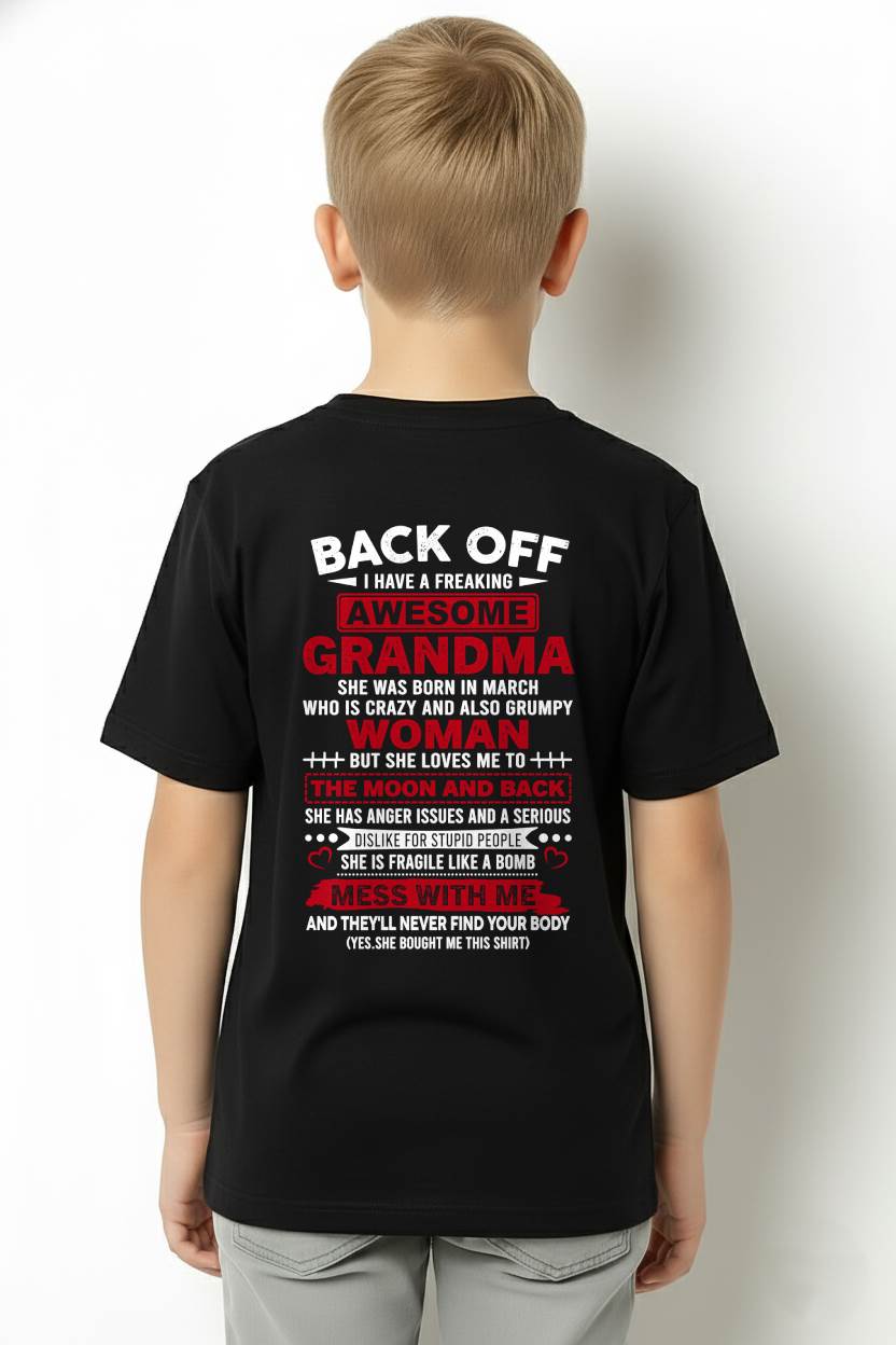 March - My Freaking Awesome Grandma T-Shirt – Funny Gift From Grandma- LUAN03 (SKU2606-373-03)