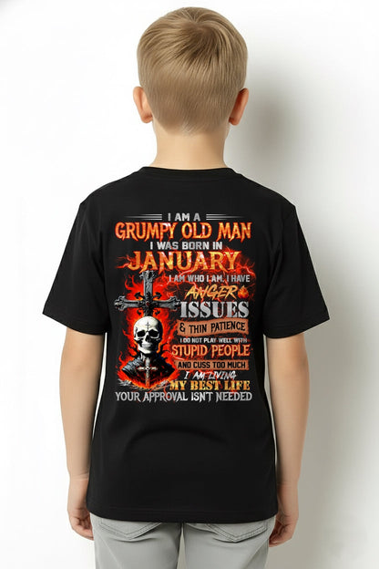 JANUARY - GRUMPY OLD MAN T-SHIRT - FUNNY SKULL ANGER ISSUES TEE - PERFECT GIFT FOR MEN luan01 / male (SKU12-319-01)