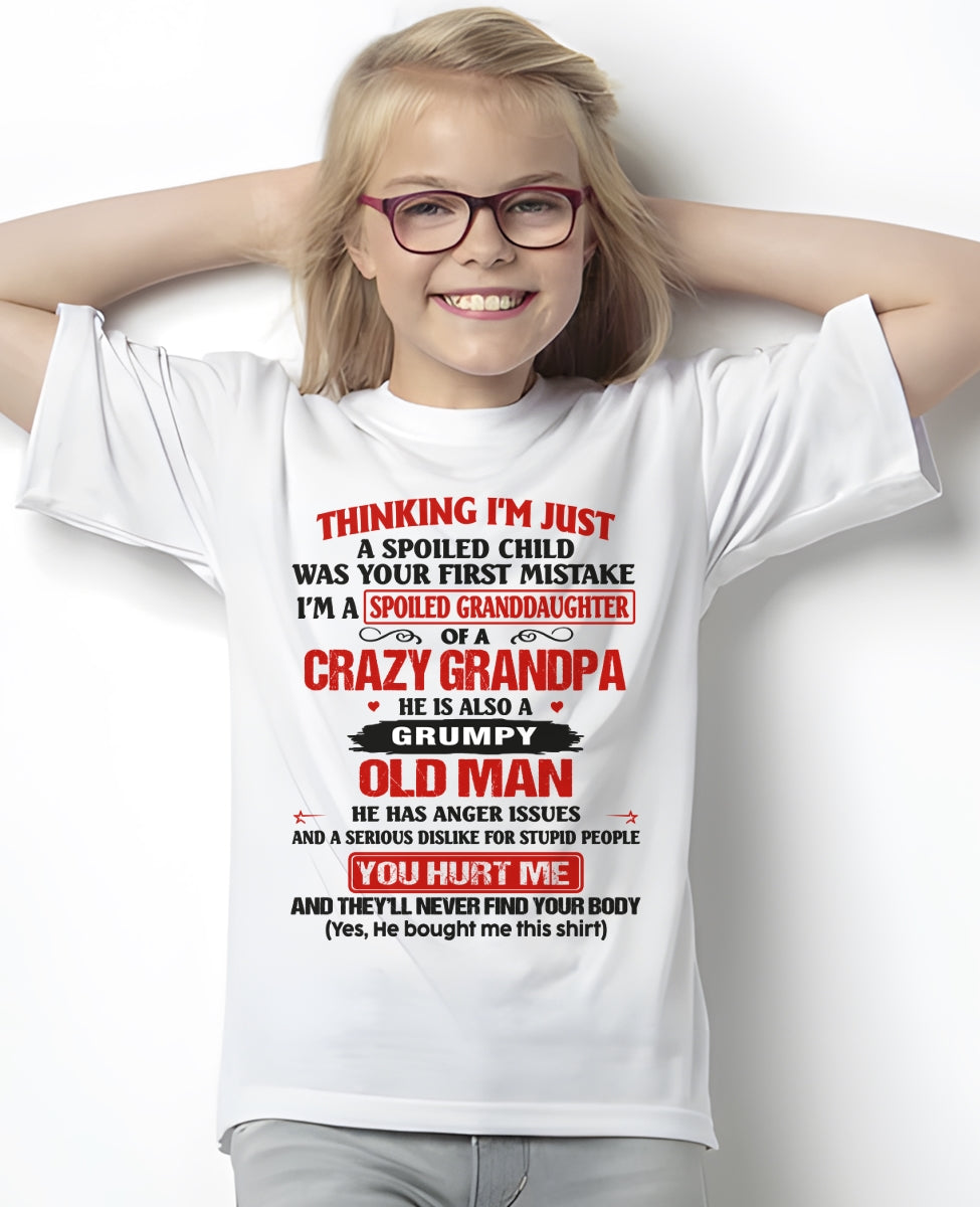 Spoiled Granddaughter of a Crazy Grandpa Shirt – Birthday Gift from Grandpa / Man - LUAN00 (SKU12-200-00)