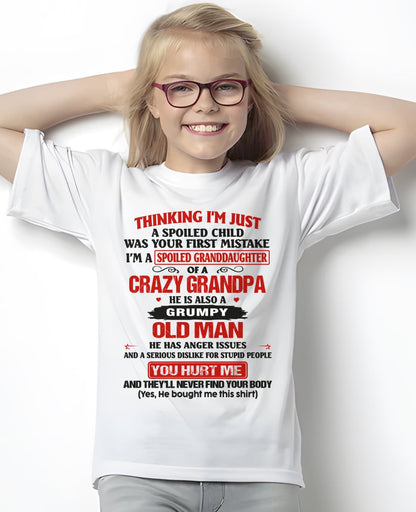 Spoiled Granddaughter of a Crazy Grandpa Shirt – Birthday Gift from Grandpa / Man - LUAN00 (SKU12-200-00)