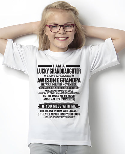 I Am A Lucky Granddaughter T-Shirt – Birthday Gift From November Grandpa / Man - luan11 (SKU11-122-11)