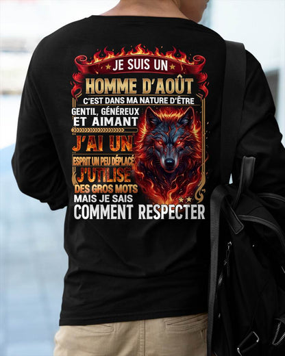 AOÛT - ESPRIT MALICIEUX MAIS SAIT RESPECTER - T-SHIRT ANNIVERSAIRE HOMME - IMPRESSION DTG PREMIUM - LUAN08 (SKU2604-87-08)