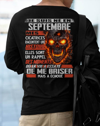 Je Suis Né en Septembre – Mes Cicatrices Racontent Une Histoire | T-Shirt Homme Fort - LUAN09 (SKU26T-01175-09)