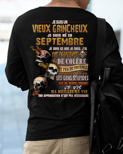 Je Suis Un Vieux Grincheux Né en Septembre – T-Shirt Homme Fort Caractère - LUAN09 (SKU2604-33-09)