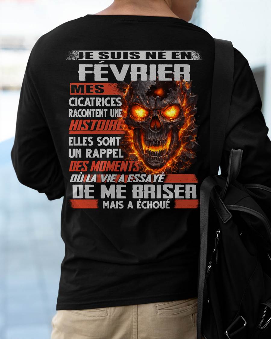 Je Suis Né en Février – Mes Cicatrices Racontent Une Histoire | T-Shirt Homme Fort - LUAN02 (SKU26T-01175-02)