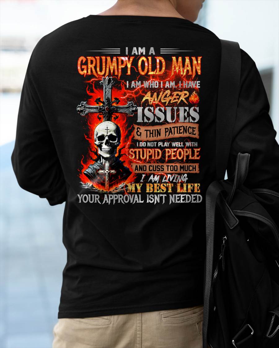 GRUMPY OLD MAN T-SHIRT - FUNNY SKULL ANGER ISSUES TEE - PERFECT GIFT FOR MEN LUAN00 (SKU12-319-00)