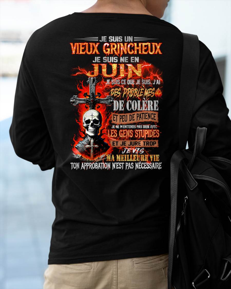 Je Suis Un Vieux Grincheux Né en Juin – T-Shirt Homme Fort Caractère - LUAN06 (SKU26T-01141-06)