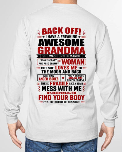 March Awesome Grandma – Back Off! Perfect Gift From Grandma - LUAN03 (SKU2607-179-03)
