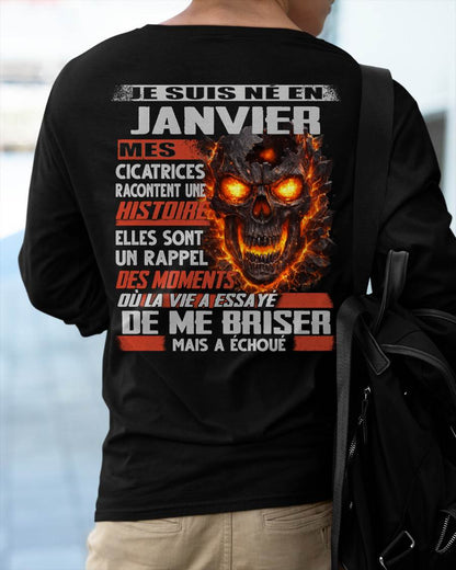 Je Suis Né en Janvier – Mes Cicatrices Racontent Une Histoire | T-Shirt Homme Fort - LUAN01 (SKU26T-01175-01)