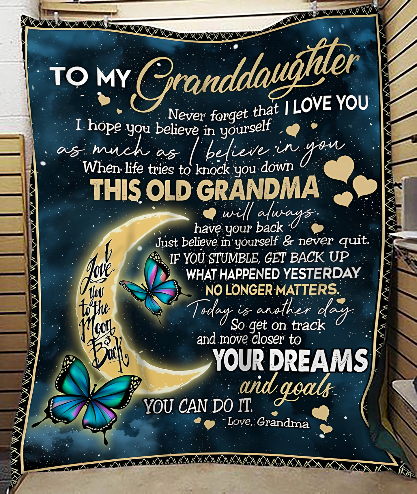 BLANKET FOR GRANDDAUGHTER – COMFORT & WARMTH GIFT FROM GRANDMA  Sherpa Fleece Quilt Blanket LUAN00 (SKUB-BLK-GMD2)