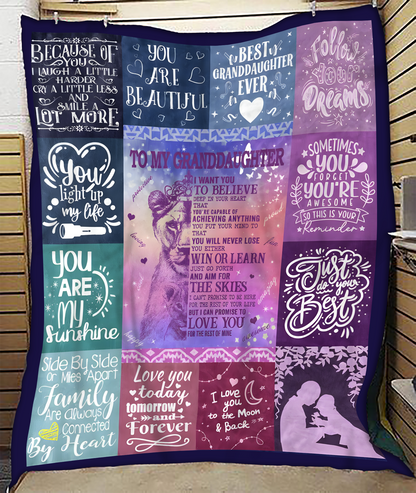 BLANKET FOR GRANDDAUGHTER – COMFORT & WARMTH GIFT FROM GRANDPARENTS  Sherpa Fleece Quilt Blanket LUAN00 (SKUB11-BLK-04)