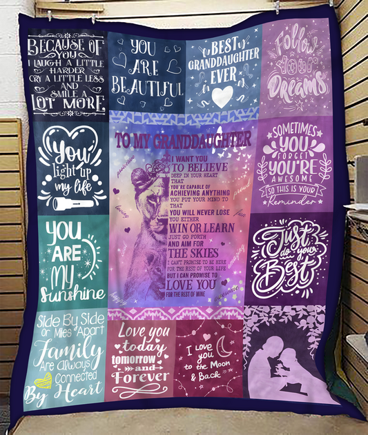 BLANKET FOR GRANDDAUGHTER – COMFORT & WARMTH GIFT FROM GRANDPARENTS  Sherpa Fleece Quilt Blanket LUAN00 (SKUB11-BLK-04)