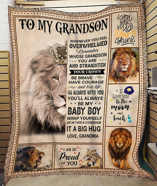 BLANKET FOR GRANDSON – COMFORT & WARMTH GIFT FROM GRANDMA  Sherpa Fleece Quilt Blanket LUAN00 (SKUB12-BLK-02)